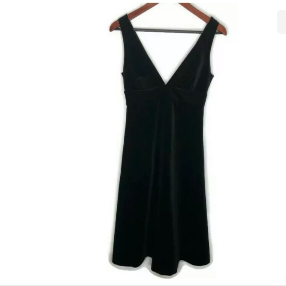 J Crew Velvet A-Line Plunge Black Sleeveless Dress